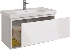 Dreja Тумба с раковиной Perfecto 90 подвесная белая – фотография-7